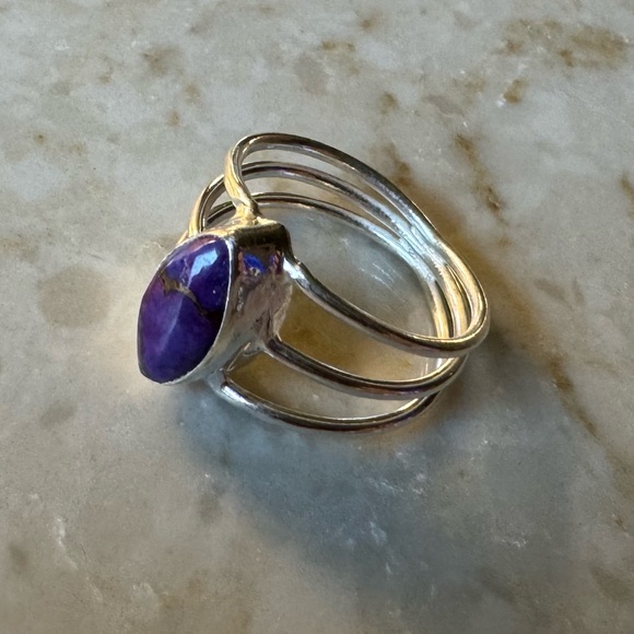 NWOT Sundance Love Song Ring Purple Copper Turquoise Sterling Silver